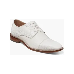 25630-100 Stacy Adams Tedesco Cap Toe Oxford Lizard Leather Dress Shoes White