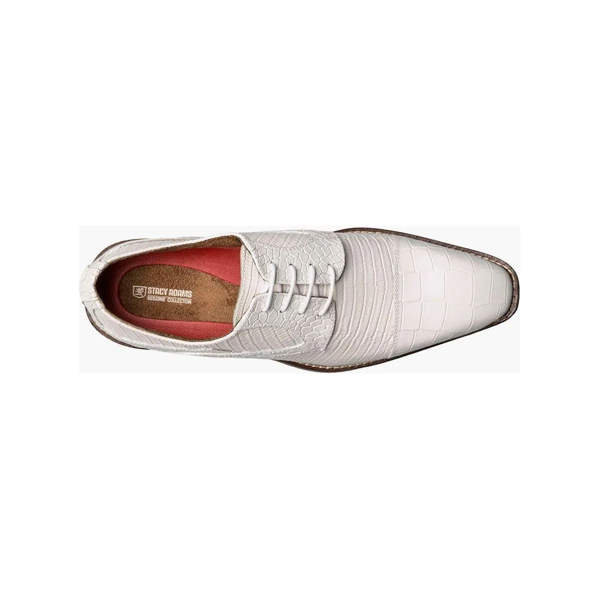 25630-100 Stacy Adams Tedesco Cap Toe Oxford Lizard Leather Dress Shoes White