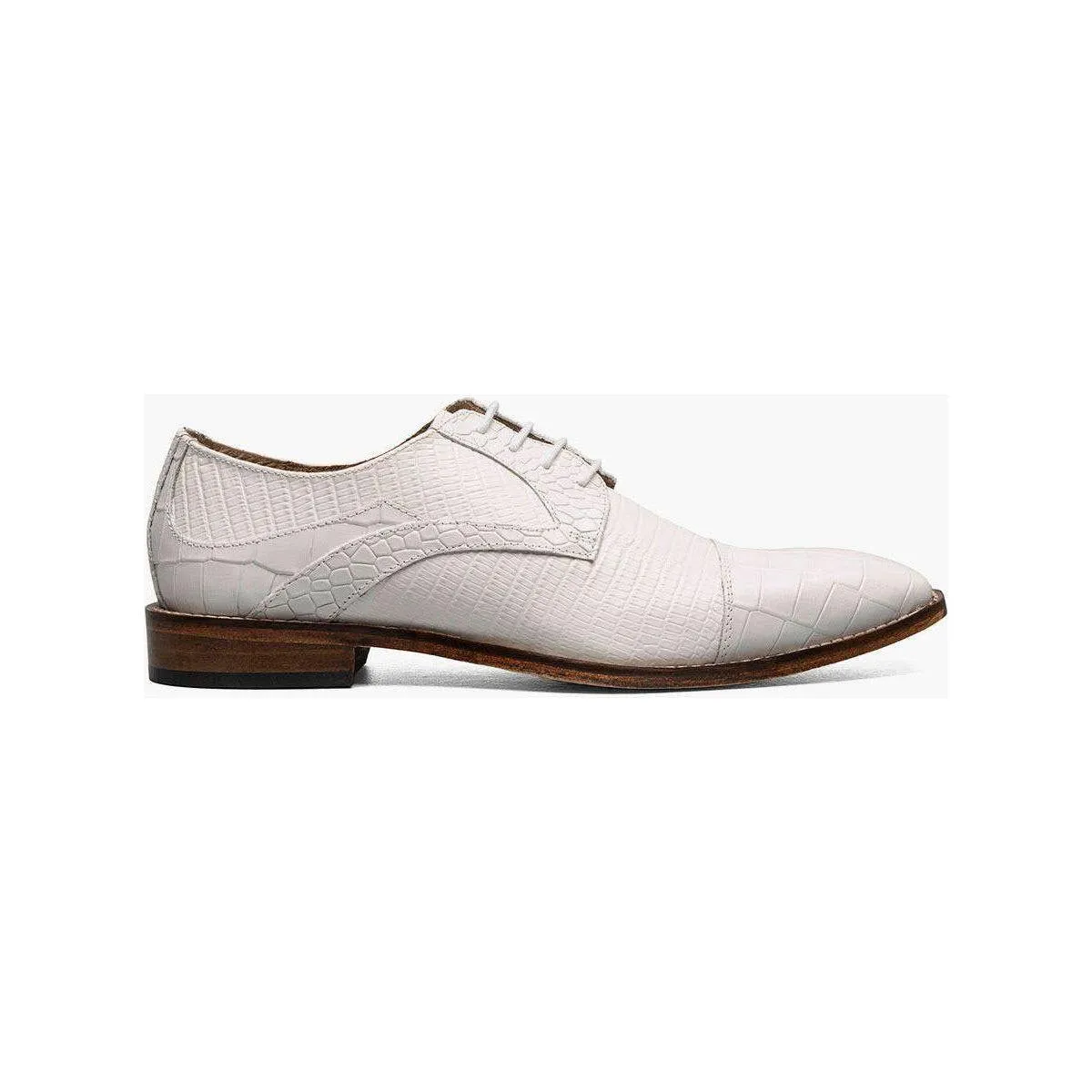25630-100 Stacy Adams Tedesco Cap Toe Oxford Lizard Leather Dress Shoes White