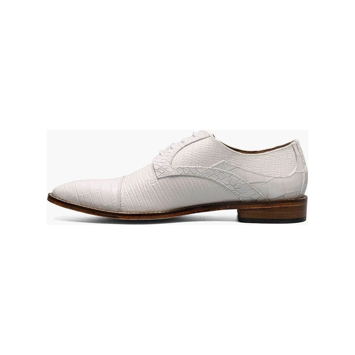 25630-100 Stacy Adams Tedesco Cap Toe Oxford Lizard Leather Dress Shoes White
