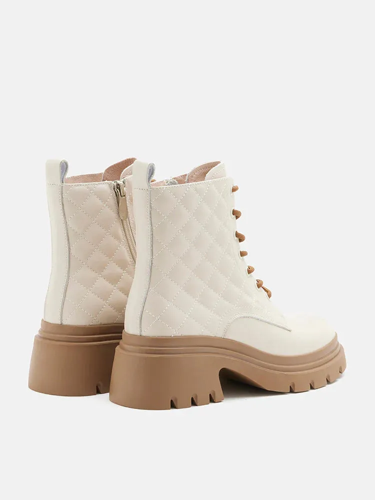 Aaira Quilted Lace Up Boots