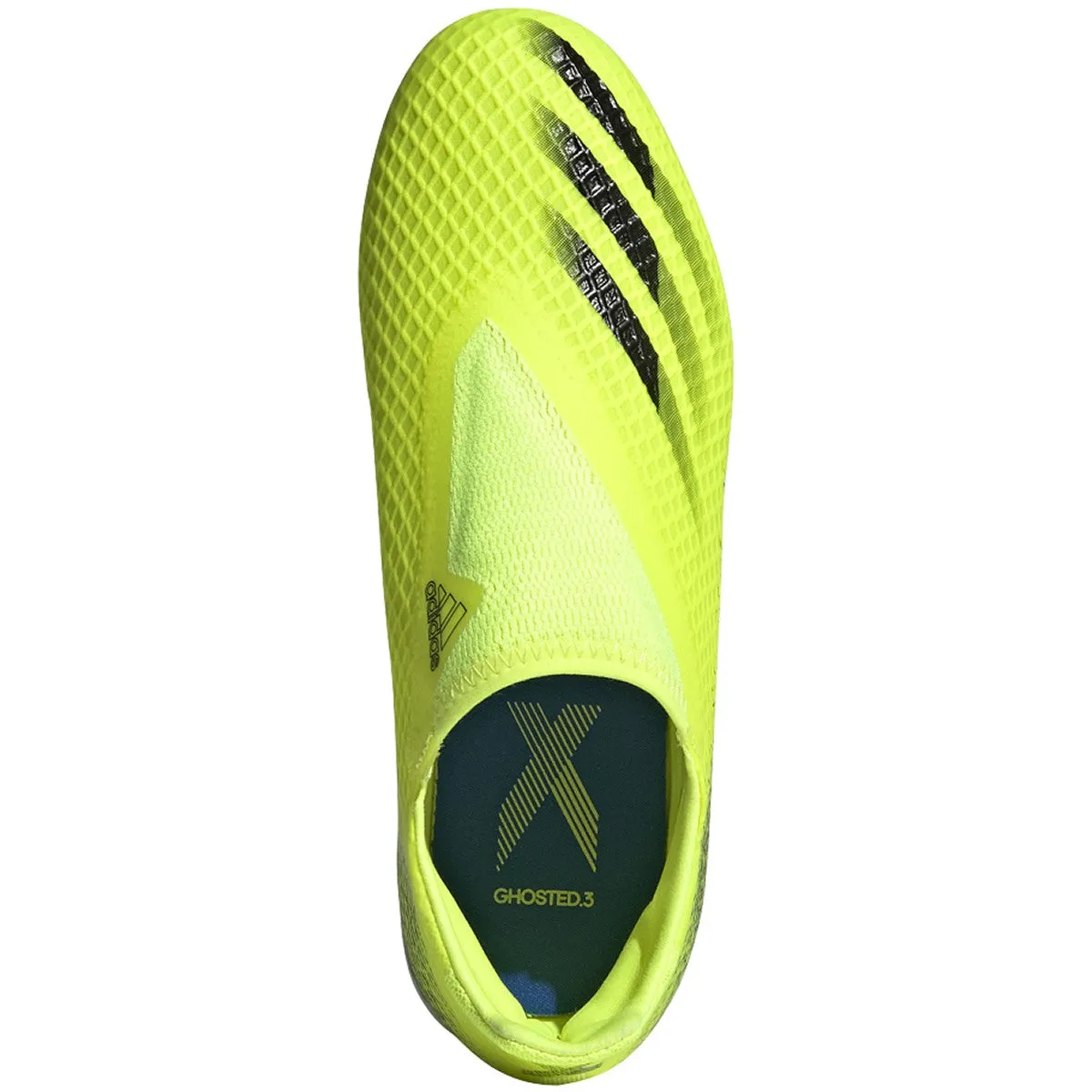 adidas X Ghosted.3 Laceless FG Junior Firm Ground Soccer Cleat - Solar Yellow/Core Black/Team Royal Blue
