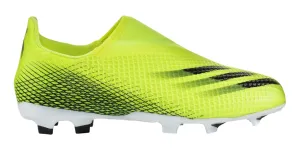 adidas X Ghosted.3 Laceless FG Junior Firm Ground Soccer Cleat - Solar Yellow/Core Black/Team Royal Blue