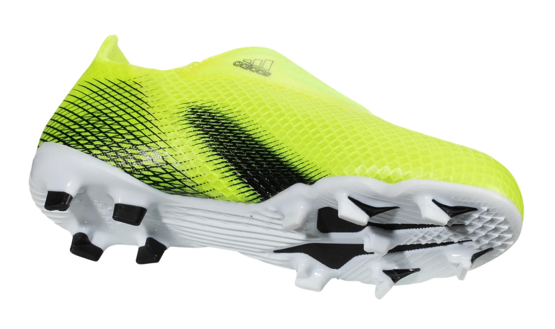 adidas X Ghosted.3 Laceless FG Junior Firm Ground Soccer Cleat - Solar Yellow/Core Black/Team Royal Blue
