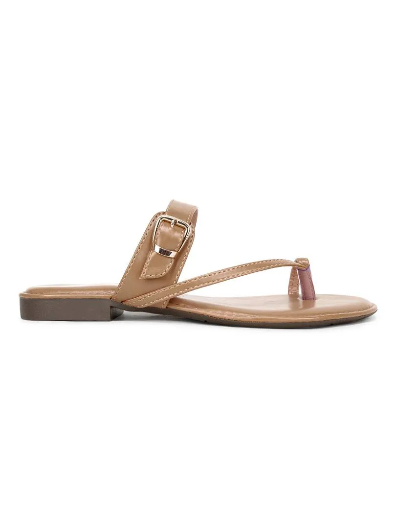 Beige Synthetic Fashion Flats