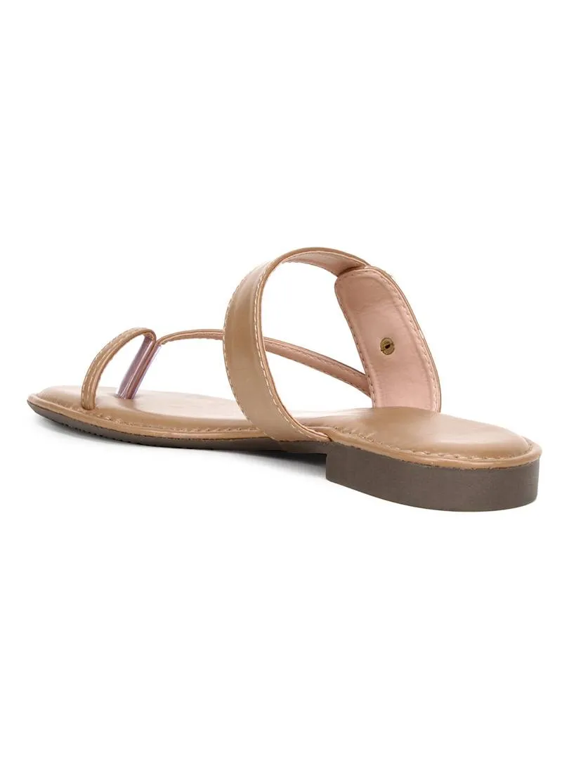 Beige Synthetic Fashion Flats