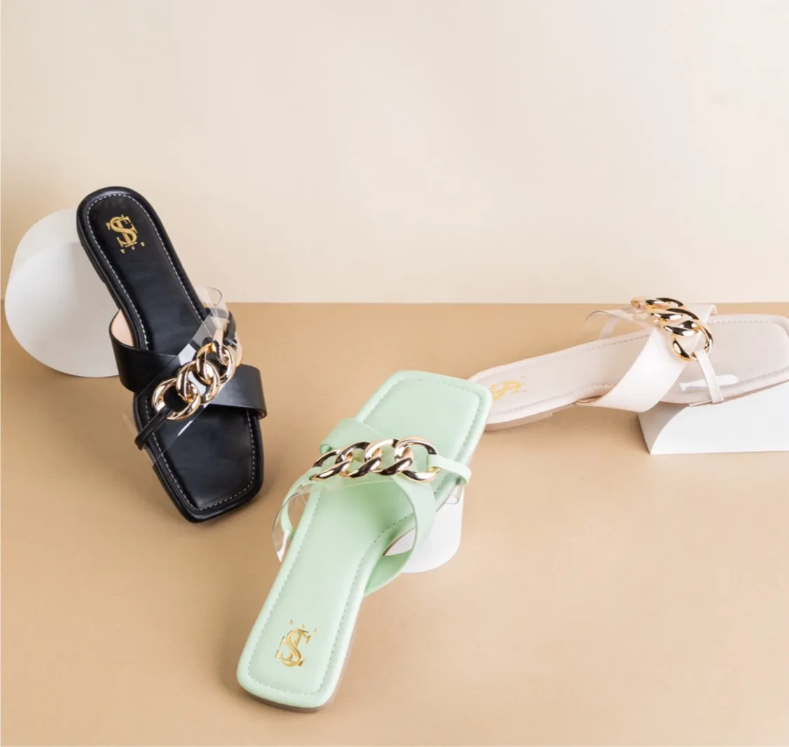 Bella Cross Chained Sliders