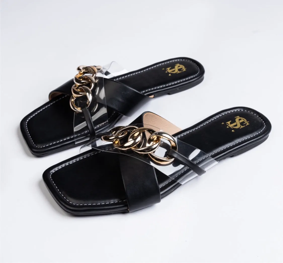 Bella Cross Chained Sliders