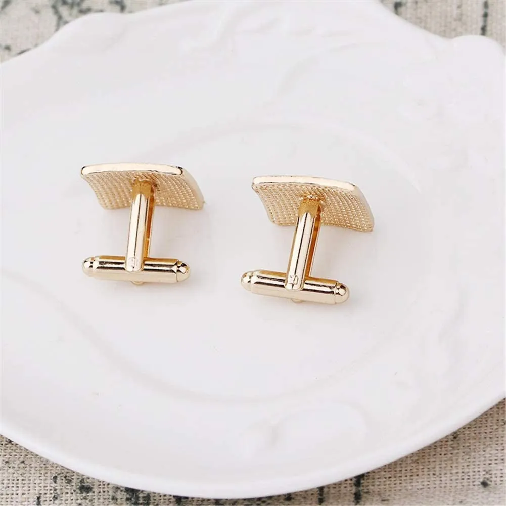 Black and Silver Gold Concentric Diamond Clear Crystal Dust Cufflinks