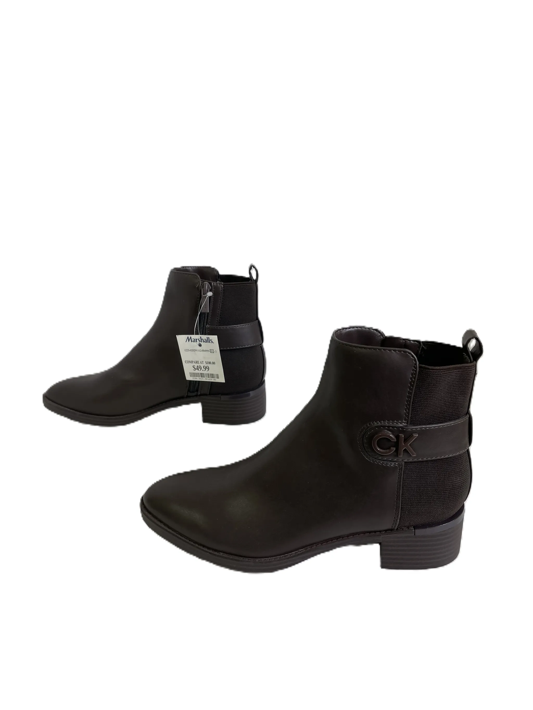 Boots Ankle Flats By Calvin Klein In Brown, Size: 6.5