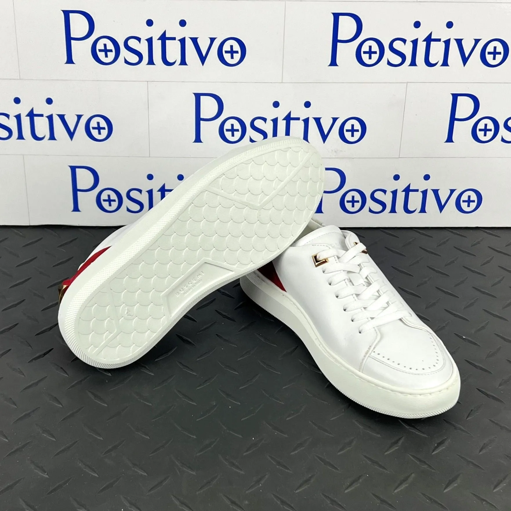 Buscemi Women's Uno Sport White/Ramino Leather Sneakers