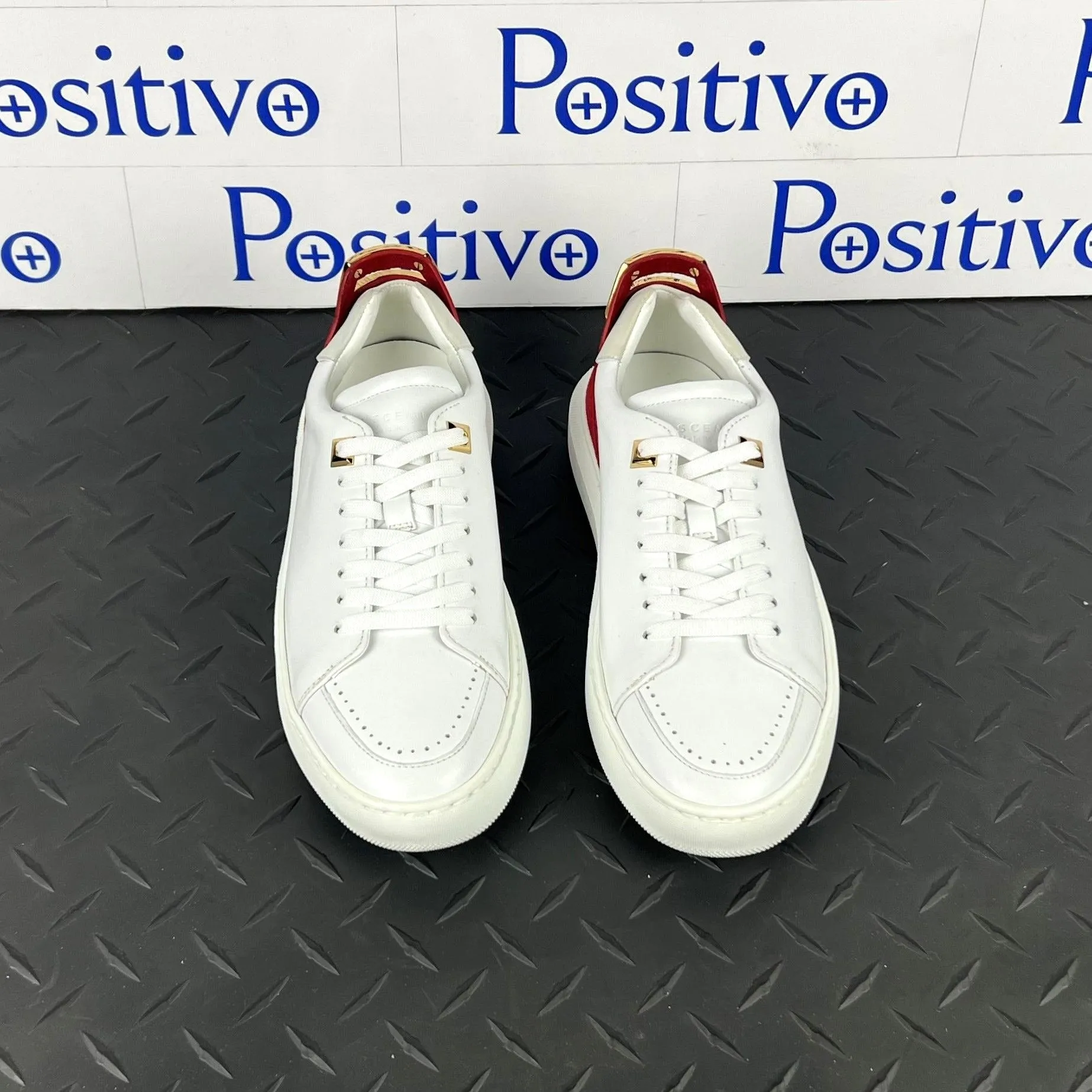 Buscemi Women's Uno Sport White/Ramino Leather Sneakers