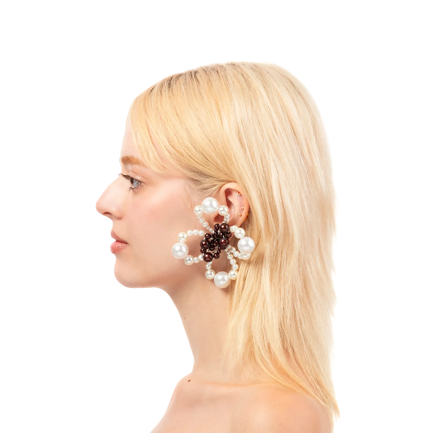 Candy Earrings — Pearl / Reflective Brown