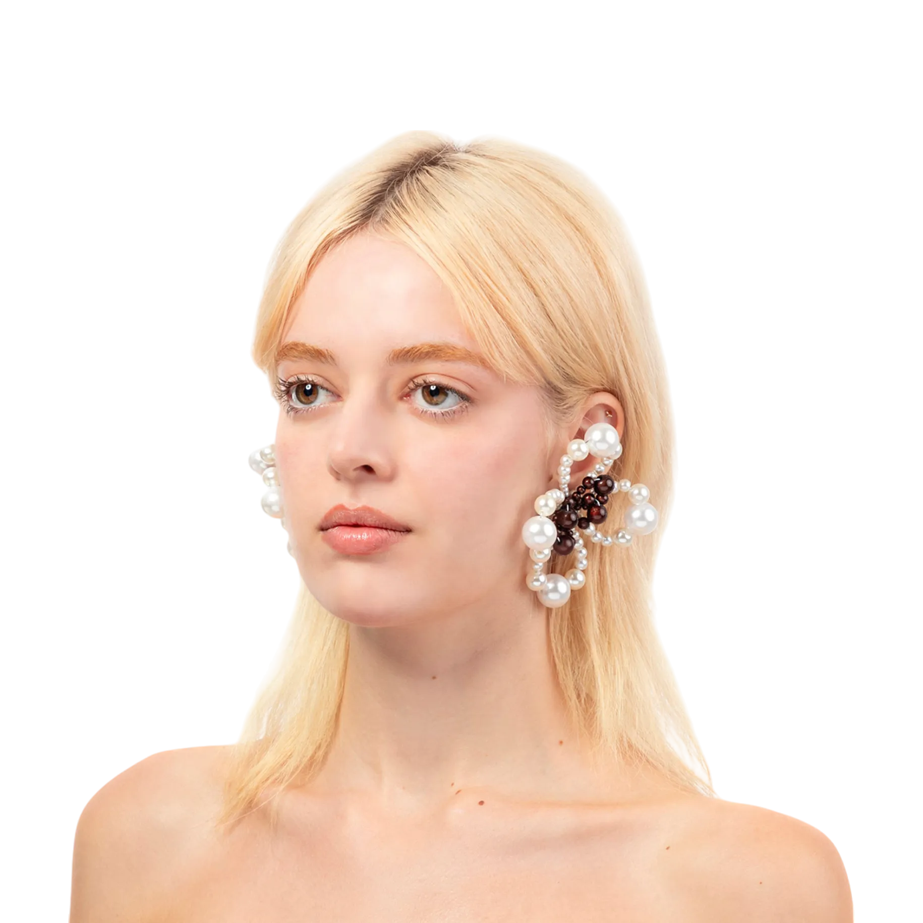 Candy Earrings — Pearl / Reflective Brown