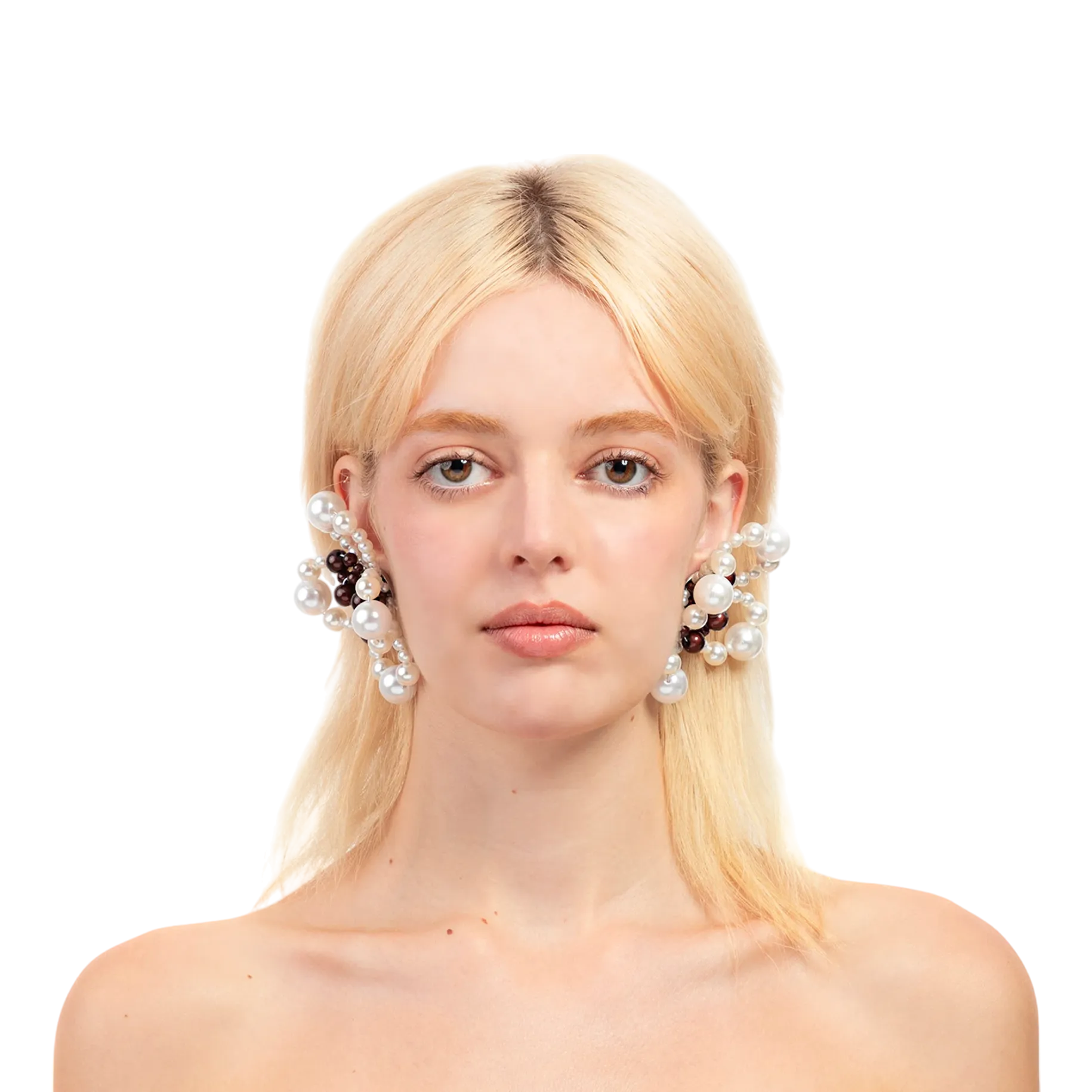 Candy Earrings — Pearl / Reflective Brown