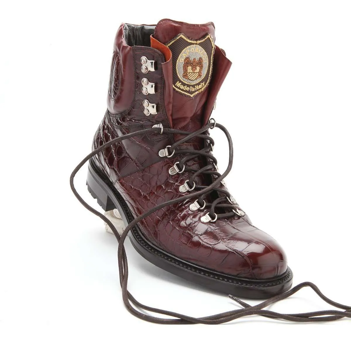 Caporicci 570 Men's Luxury Italian Designer Shoes Sport & Rust Alligator Boots (CAP1031)