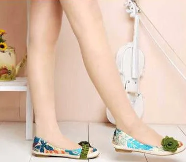 Casual Stylish Female Flats With Flower Print