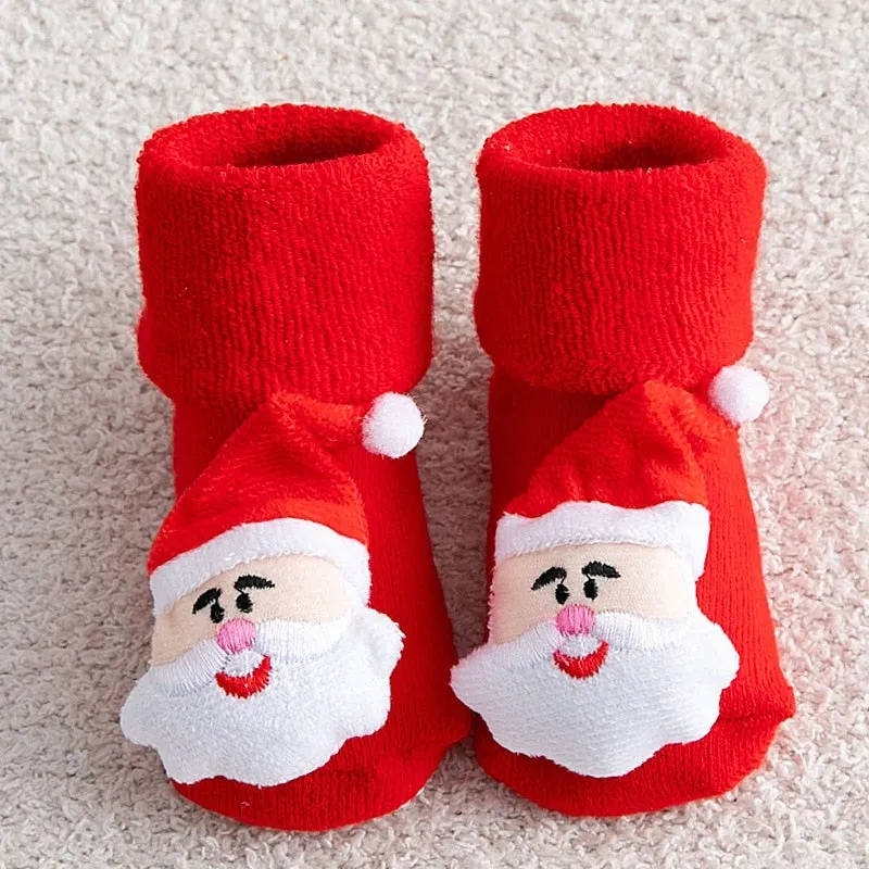 Children's Christmas Cartoon Toddler Soft Non-Slip Socks, Snug Fit Cotton Baby Unisex Socks