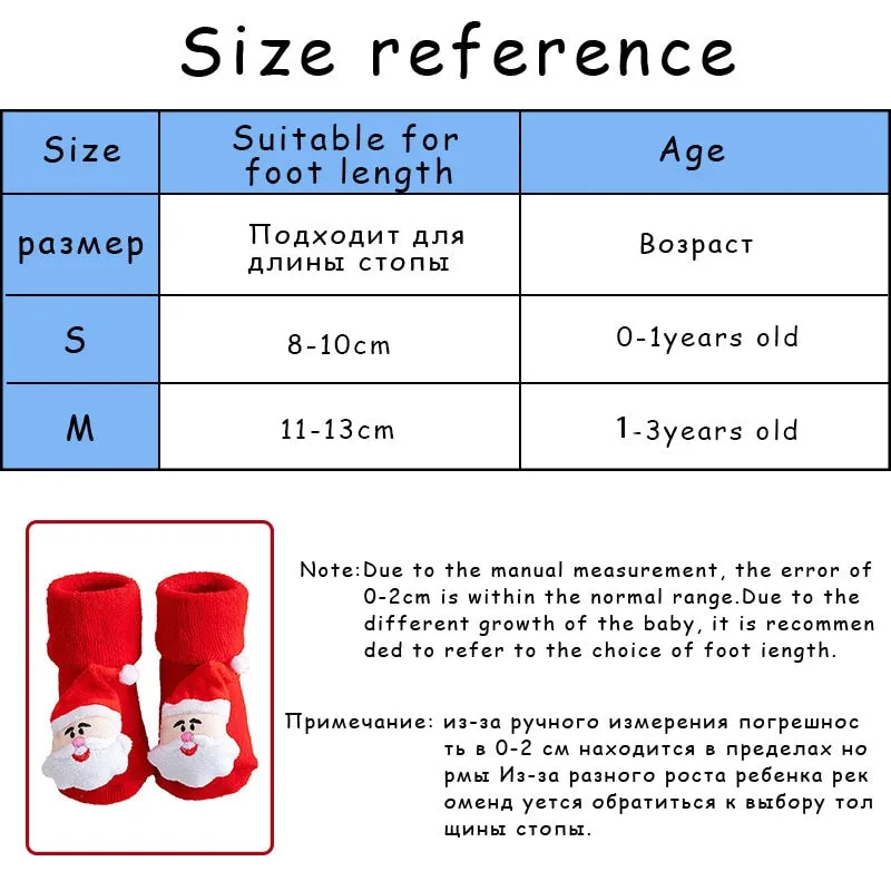 Children's Christmas Cartoon Toddler Soft Non-Slip Socks, Snug Fit Cotton Baby Unisex Socks
