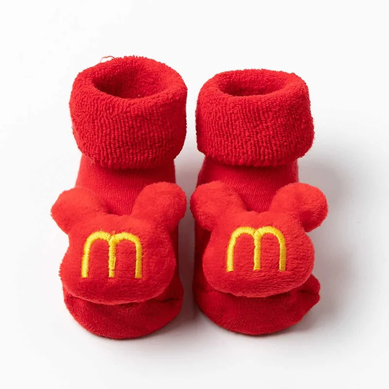 Children's Christmas Cartoon Toddler Soft Non-Slip Socks, Snug Fit Cotton Baby Unisex Socks