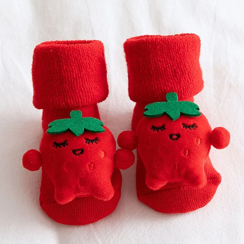 Children's Christmas Cartoon Toddler Soft Non-Slip Socks, Snug Fit Cotton Baby Unisex Socks