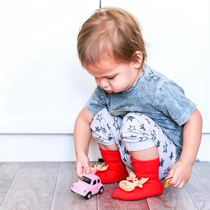 Children's Christmas Cartoon Toddler Soft Non-Slip Socks, Snug Fit Cotton Baby Unisex Socks