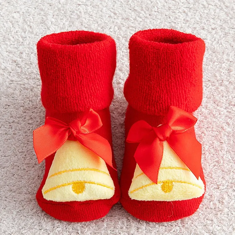 Children's Christmas Cartoon Toddler Soft Non-Slip Socks, Snug Fit Cotton Baby Unisex Socks