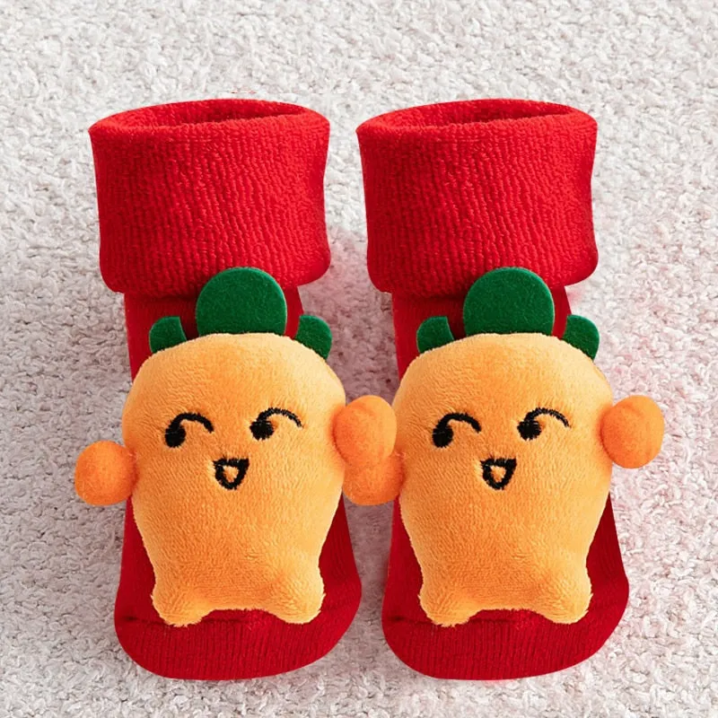 Children's Christmas Cartoon Toddler Soft Non-Slip Socks, Snug Fit Cotton Baby Unisex Socks
