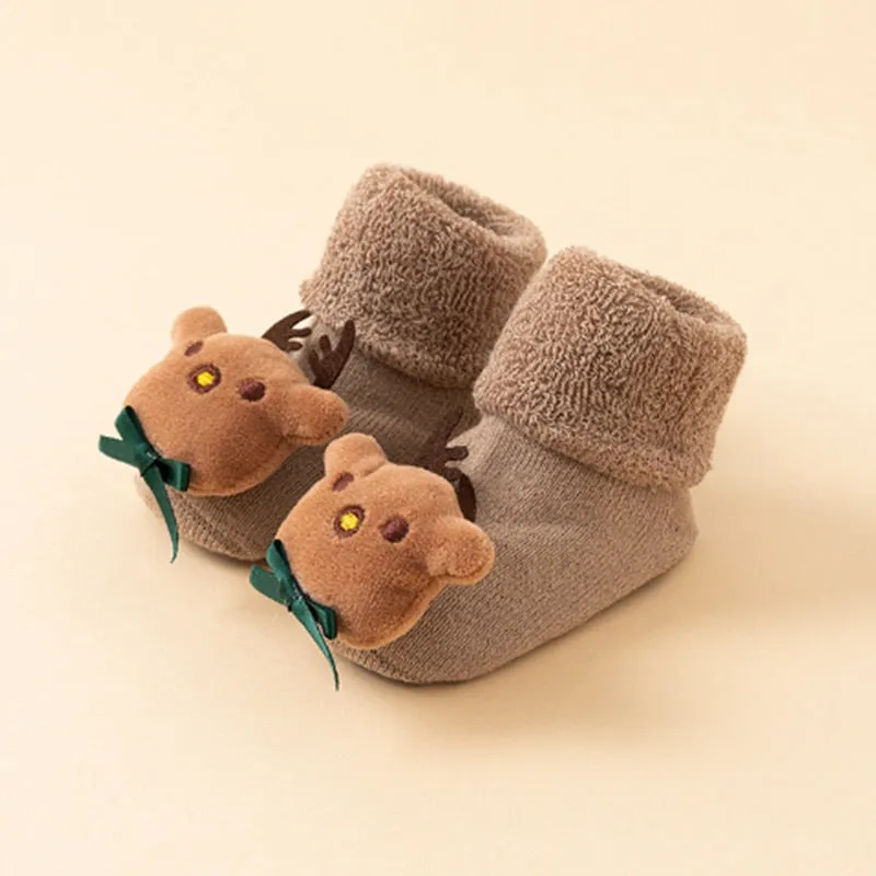 Children's Christmas Cartoon Toddler Soft Non-Slip Socks, Snug Fit Cotton Baby Unisex Socks