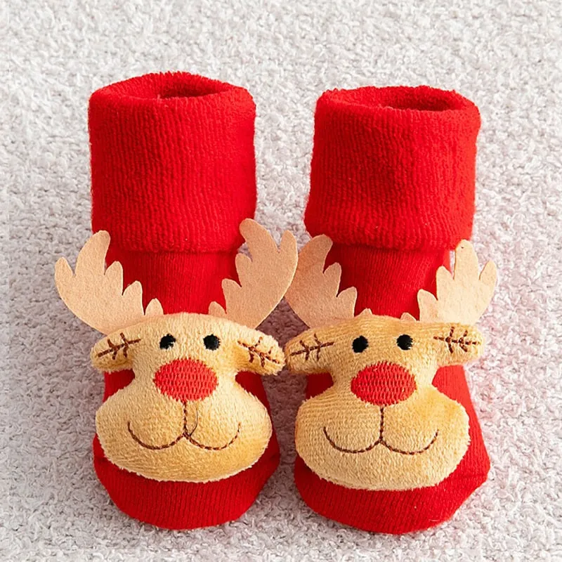 Children's Christmas Cartoon Toddler Soft Non-Slip Socks, Snug Fit Cotton Baby Unisex Socks