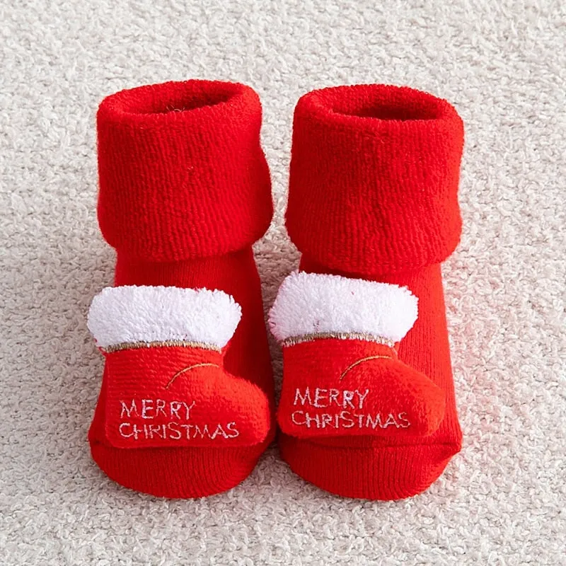Children's Christmas Cartoon Toddler Soft Non-Slip Socks, Snug Fit Cotton Baby Unisex Socks