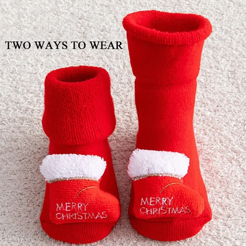 Children's Christmas Cartoon Toddler Soft Non-Slip Socks, Snug Fit Cotton Baby Unisex Socks