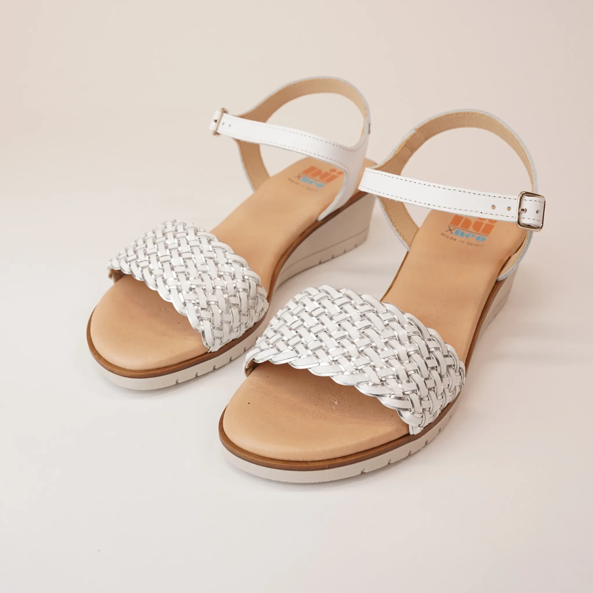Dione White/ Silver Leather Sandals