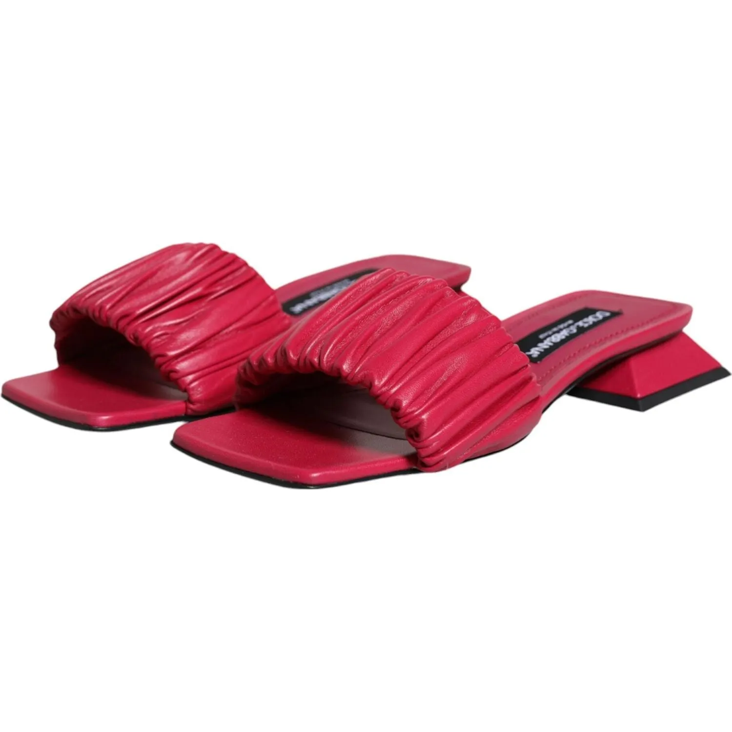 Dolce & Gabbana Fuchsia Leather Slides Flats Sandals Shoes