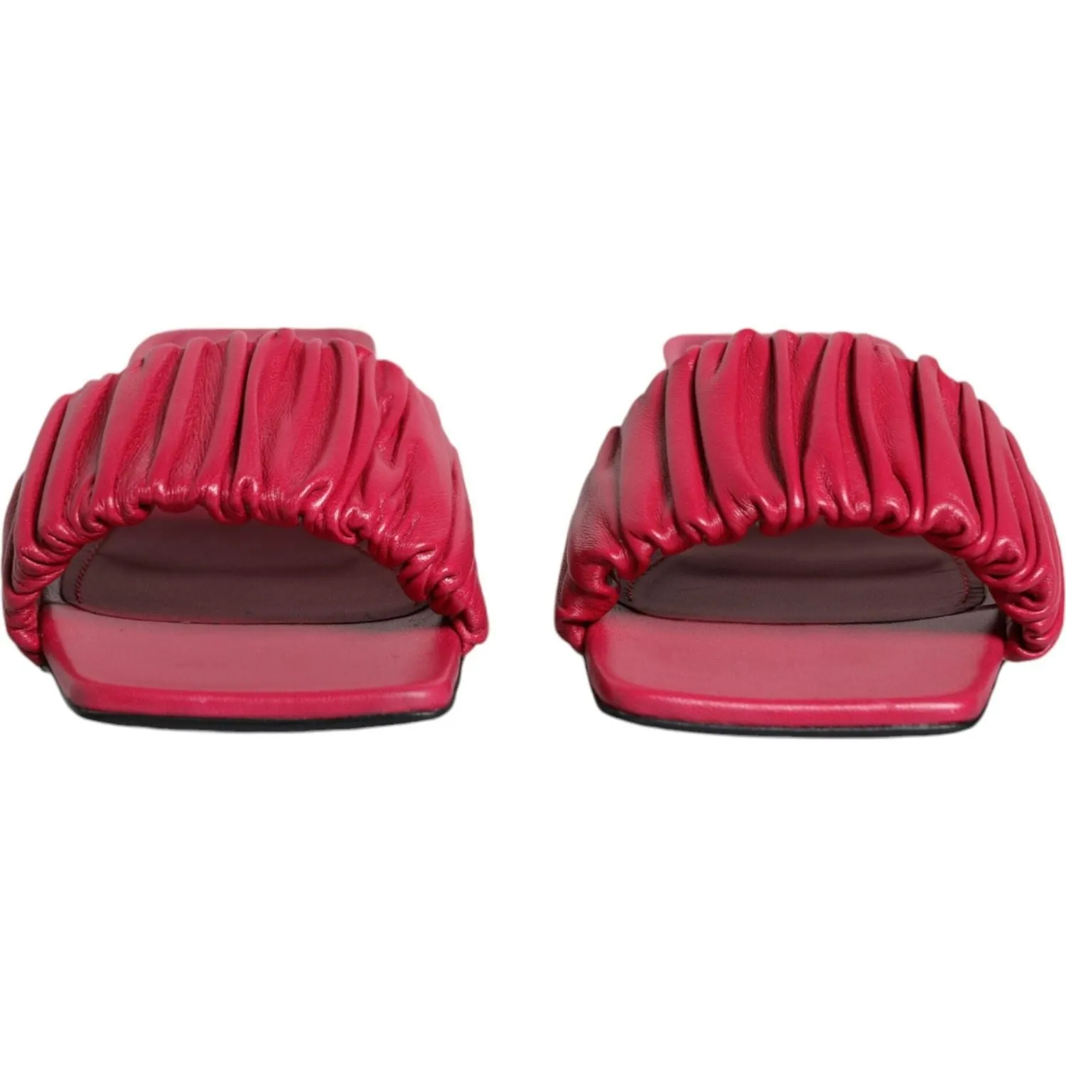 Dolce & Gabbana Fuchsia Leather Slides Flats Sandals Shoes