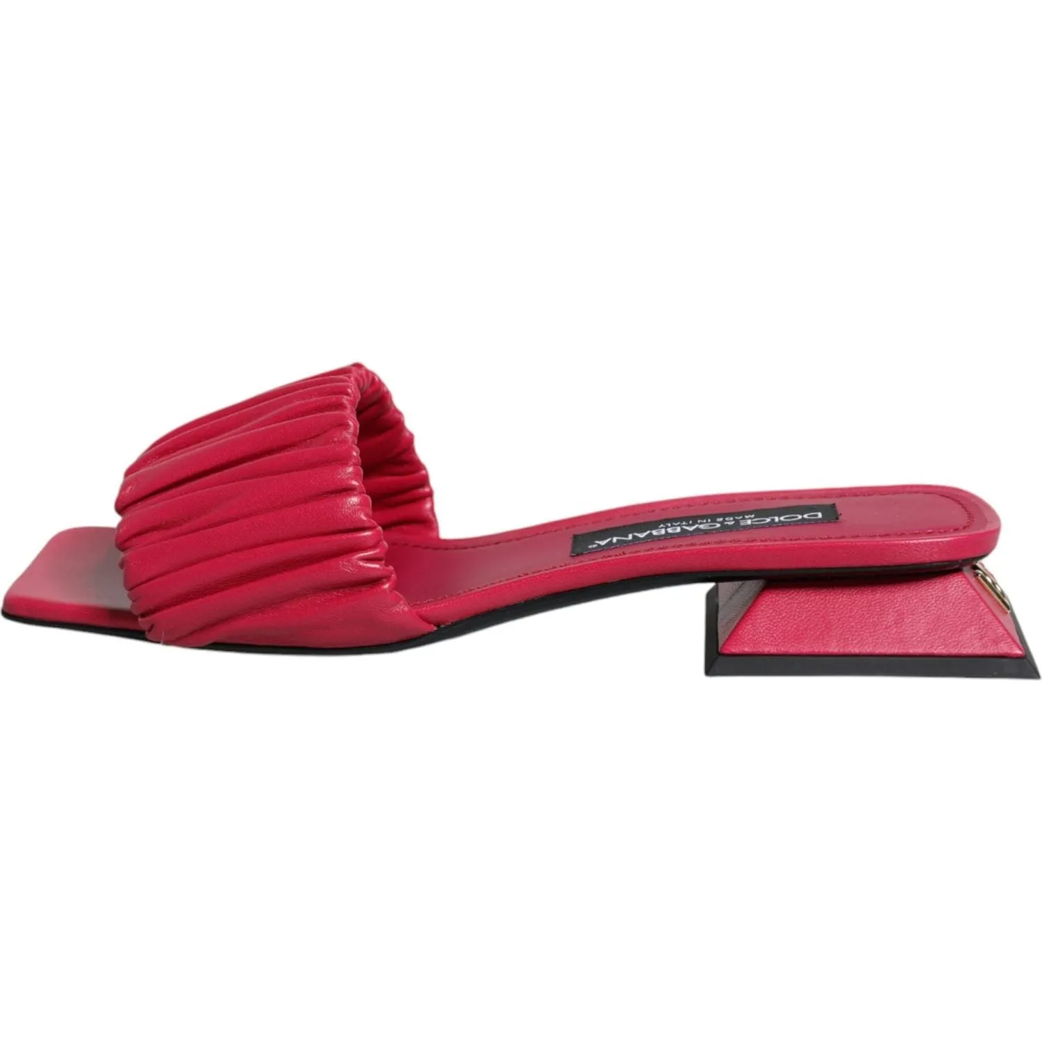 Dolce & Gabbana Fuchsia Leather Slides Flats Sandals Shoes