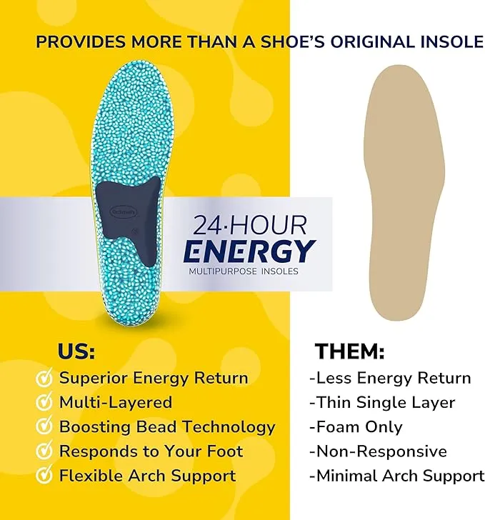 Dr. Scholl's® 24-Hour Energy Multipurpose Insoles, Returns Energy with Every Step, Relieves Foot Pressure & Tired Achy Feet, Memory Foam & Gel  1 Pair