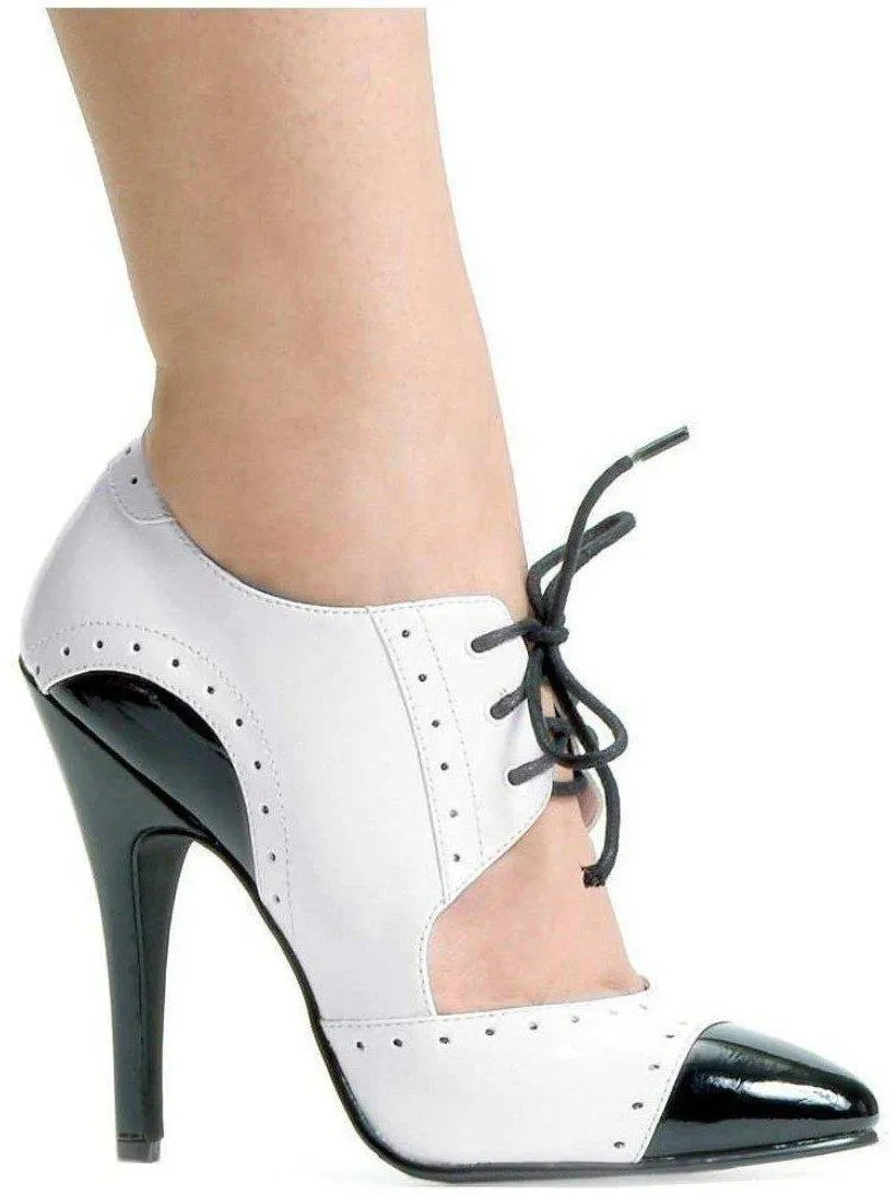E-511-Gangster, 5" Heel Two Tone Closed Toe Woman's Oxford.