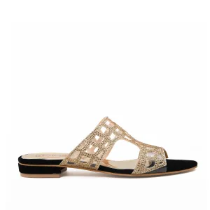 Elegant Black and Gold Laser-Cut Flats | 550H-C