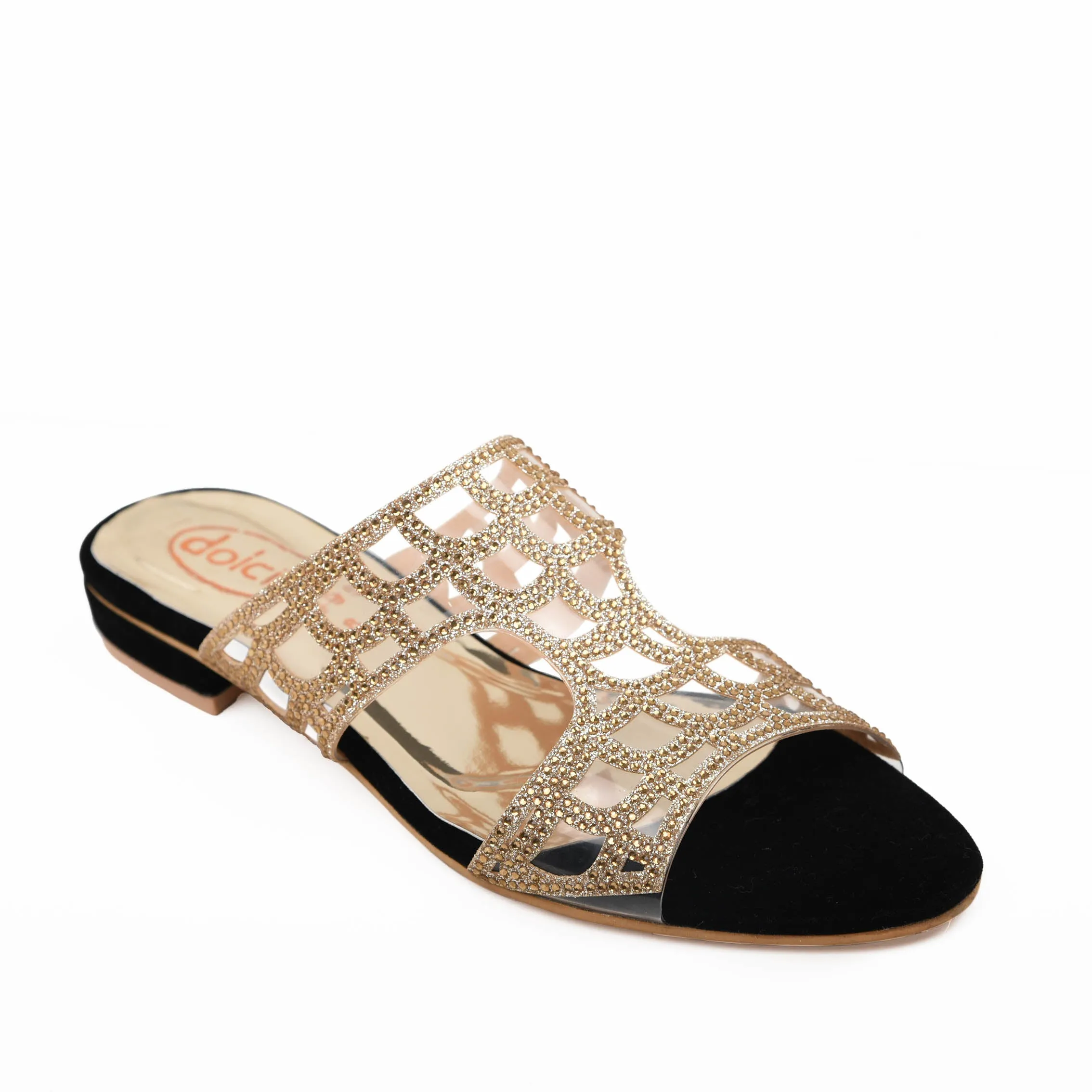Elegant Black and Gold Laser-Cut Flats | 550H-C