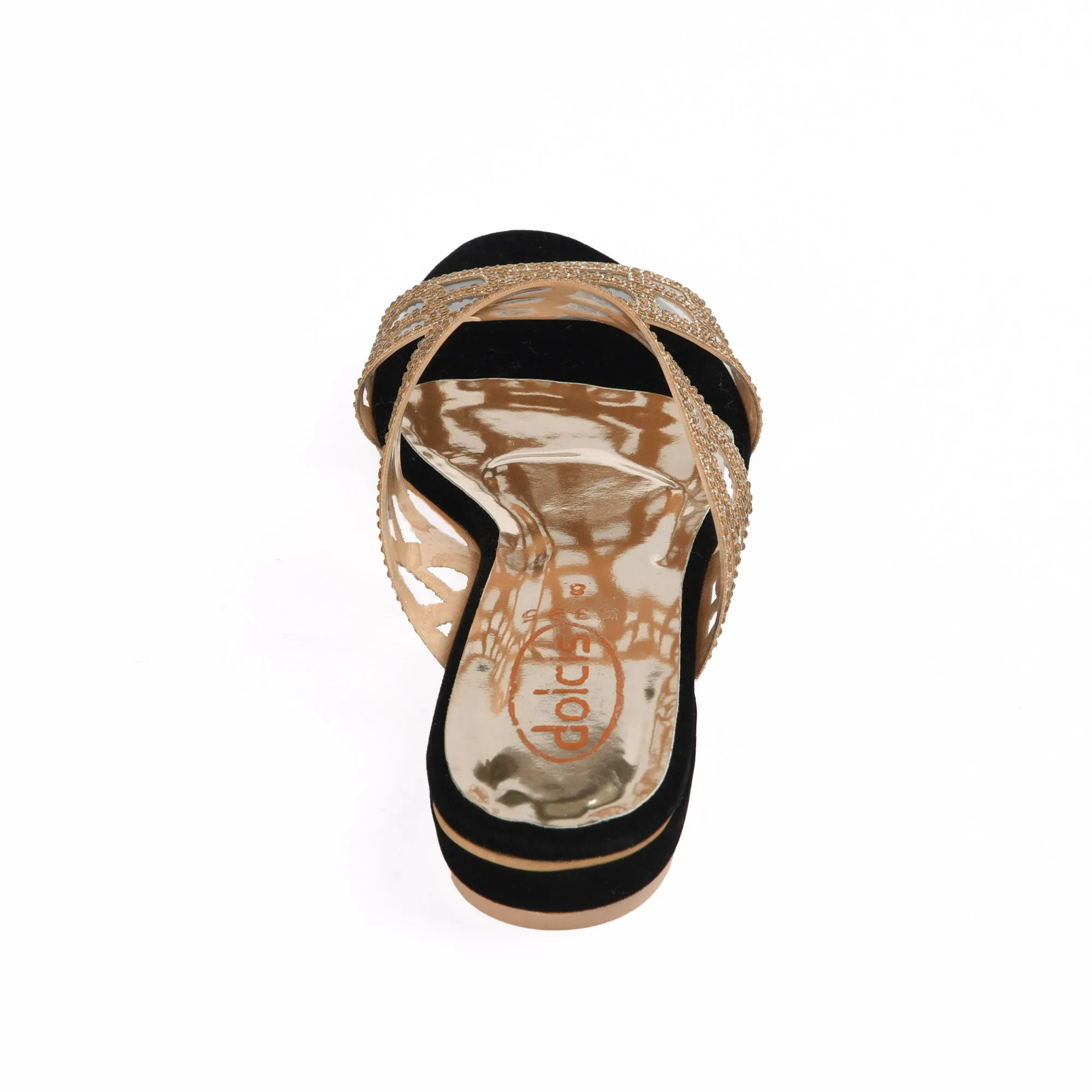 Elegant Black and Gold Laser-Cut Flats | 550H-C