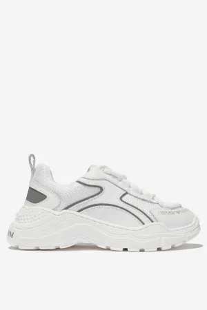 Emporio Armani Boys Leather And Mesh Reflective Trainers