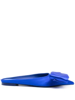 Ferragamo Oversized Bow Pointed Toe Leather Slippers for Women