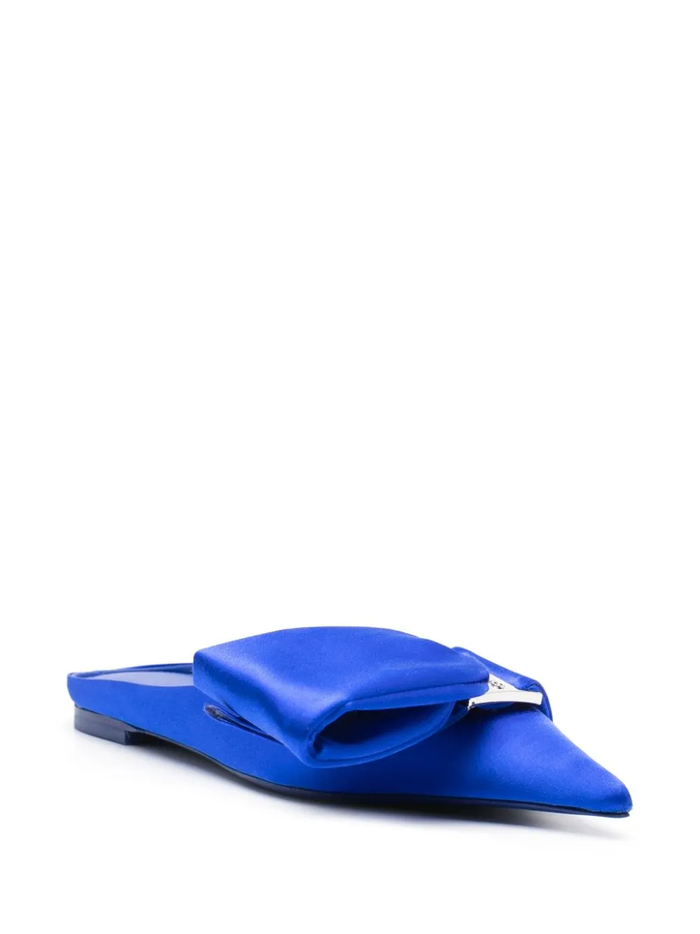 Ferragamo Oversized Bow Pointed Toe Leather Slippers for Women