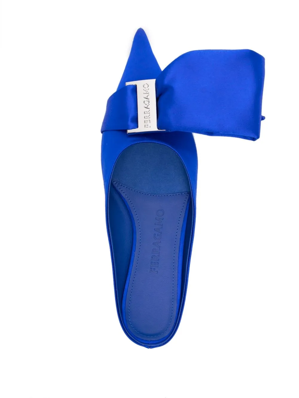 Ferragamo Oversized Bow Pointed Toe Leather Slippers for Women