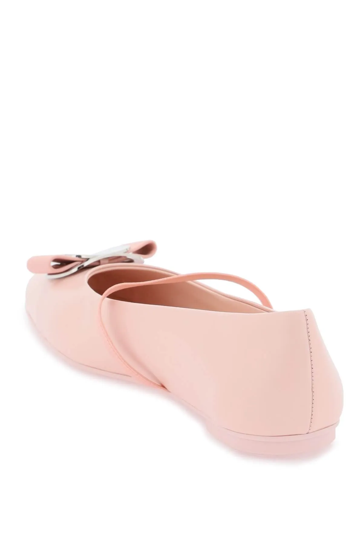 Ferragamo Zina Mini Ballet Flats with Geometric Plate