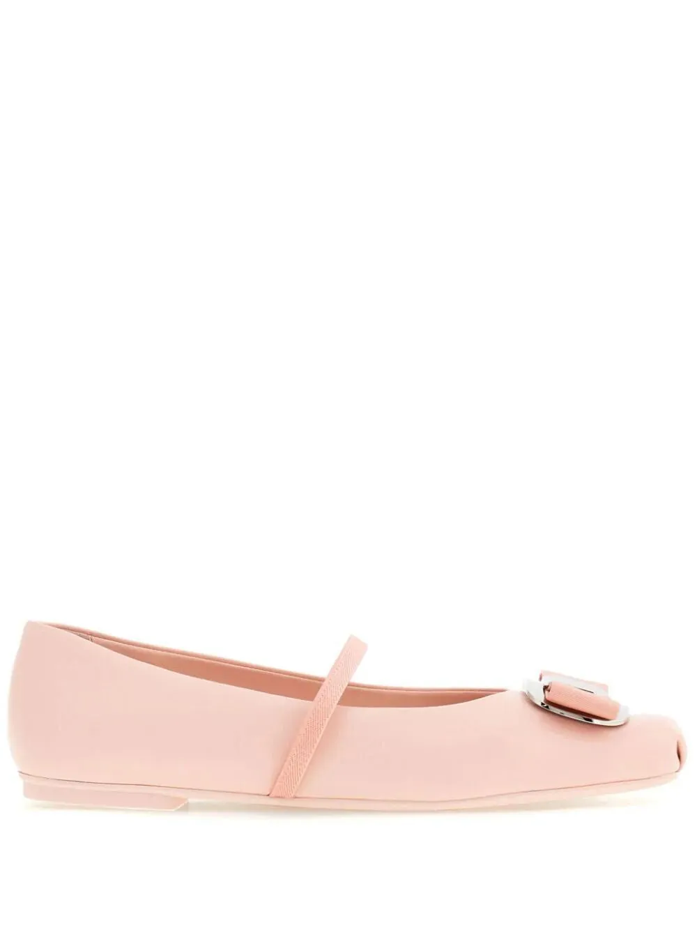 Ferragamo Zina Mini Ballet Flats with Geometric Plate