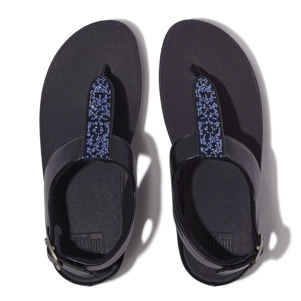 FitFlop Fino Crystal Mix T-Strap Sandals - Midnight Navy