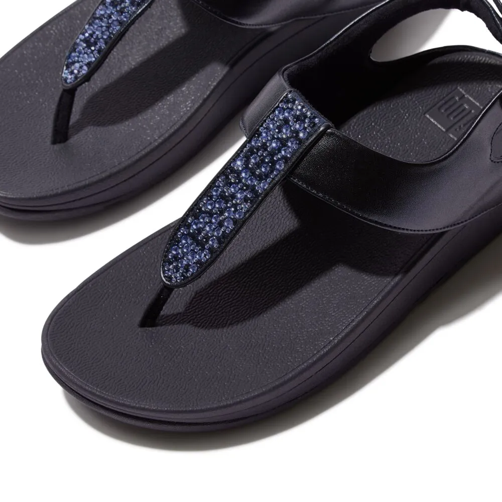 FitFlop Fino Crystal Mix T-Strap Sandals - Midnight Navy