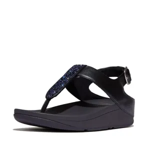 FitFlop Fino Crystal Mix T-Strap Sandals - Midnight Navy
